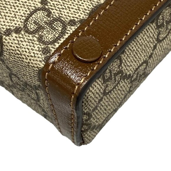 Auth GUCCI GG Plus / GG Supreme, Horsebit 625615 Beige Dark Brown PVC Leather - Picture 3 of 16